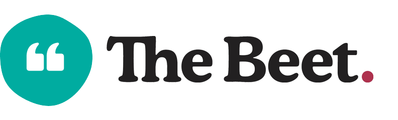 The Beet text logo with a teal circle and quotation mark inside the circle.